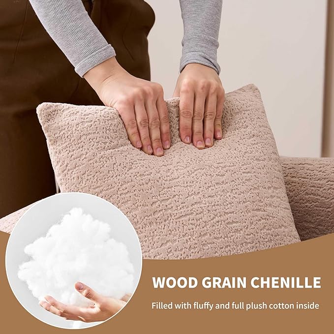 65” Warm Beige Curved Couch&amp Loveseat Sofa with 3 Pillows Compression Couch with Round Armrest Suitable for Small Space Bedroom Living Room Memory Foam Chenille No Assembly (Warm Beige)