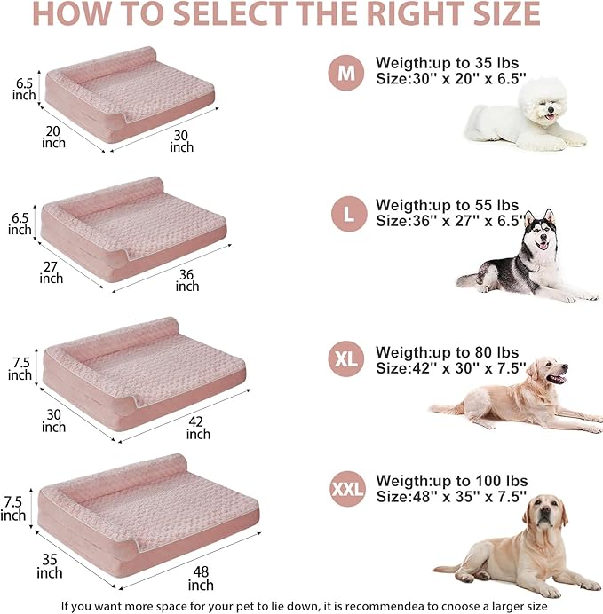 BFPETHOME Orthopedic Dog Beds for Large Dogs-Waterproof Sofa Pet Bed with Removable Washable Cover Big Dog Bed with Waterproof Lining and Nonskid BottomPet Bed for Large Dogs
