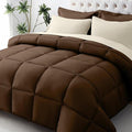 JOLLYVOGUE King Comforter Set Ultra-Soft Bed in a Bag King Size 7 Pieces Oeko-TEX Certified Bedding Set with Down Alternative Comforter Sheets Pillowcases &amp Shams Brown &amp Beige