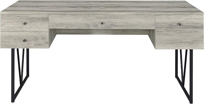 Coaster Home Furnishings Analiese Rustic 63-Inch 4-Drawer Home Office Computer Writing Desk Study Table with Storage Engineered Eco-Friendly Wood Look Laminate Sturdy Steel Grey Driftwood 801999