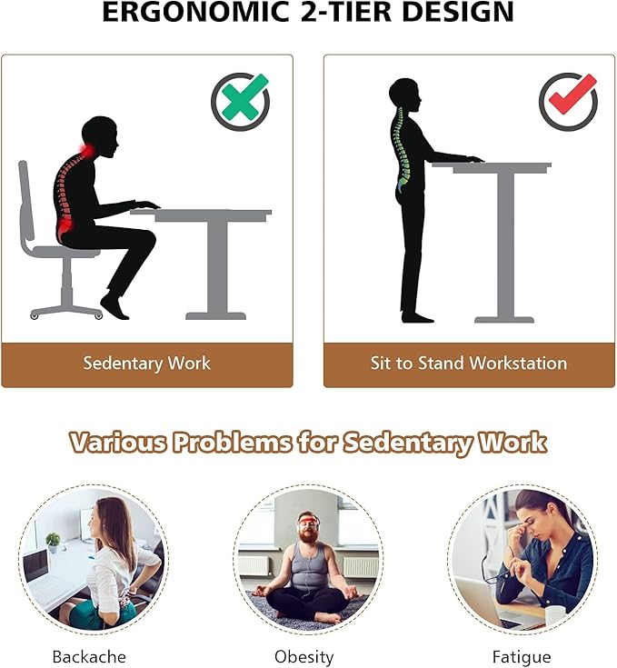 Standing Desk Height Adjustable Sit-Stand Desk with Tiltable Desk Top Rolling Laptop Stand &amp Workstation Mobile Stand up Computer Desk on Wheels for Small Spaces Home &amp Office (Coffee)