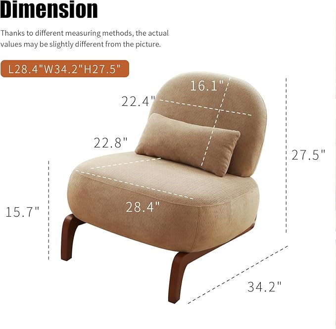 HAZO Cute Accent Chair with Solid Wood Legs Velvet Living Room Chair with Soft Cushion Cozy Bedroom Chair Comfy Armless Reading Chair for Apartment Waiting Room Balcony (Camel-2pcs)