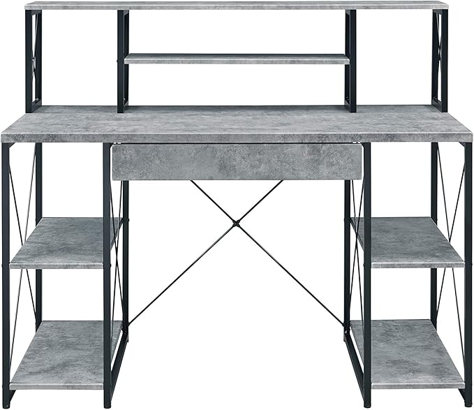 All-Purpose Gray Writing Desk - Compact Computer Desk for Home Office