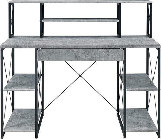 All-Purpose Gray Writing Desk - Compact Computer Desk for Home Office
