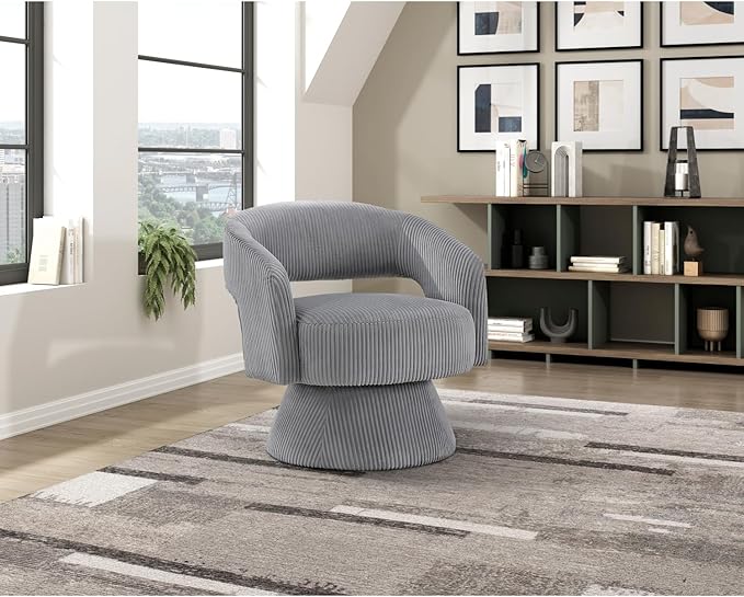 Modern Luxurious Swivel Accent Chair: Soft Corduroy Upholstery Plush Seating Stylish Living Room Chair