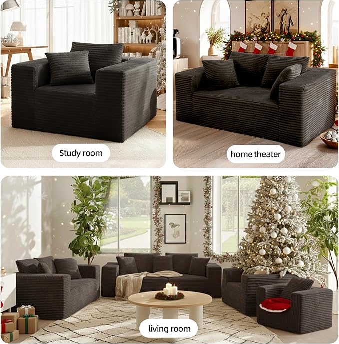 Single Cloud Sofa Giant Bean Bag Chair with High Backrest &amp Wider Armrest Foam Boneless Couch for Small Spaces Comfy Furry Sofas with Pillows for Living Room Bedroom Apartment Dorm Office