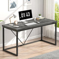 EXCEFUR Modern Home Office Desk Wood and Metal Computer Desk Industrial Writing Study Gaming Table for Living Room Bedroom Rustic Grey 53 inch