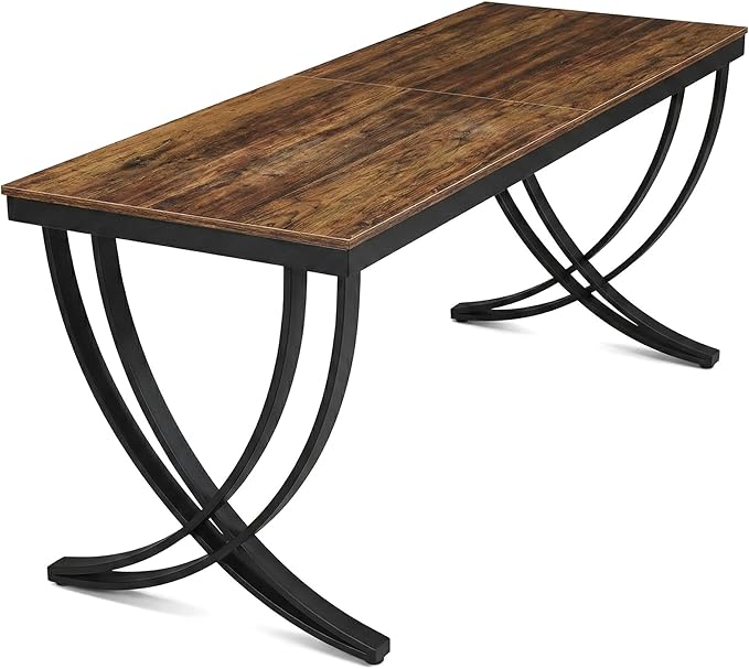 LITTLE TREE 2 Person Computer Desk 78.7-Inch Extra Long Large Office Desk for Home Office Shared Executive Desk for Two with Spacious Work Surface Rustic Brown and Black