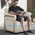 Swivel Accent Chairs 360 Swivel arm Chairs for Bedroom Club Chair with Back Gold Frame Tall Base for Office and Living Room (Beige)