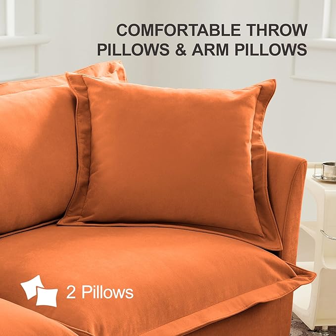 156.6 Inch 4-Seater Oversized Sectional Sofa - Wide Deep Seat Removable Washable Chenille Fabric for Living RoomOrange