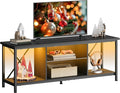 WLIVE Industrial TV Stand with LED Lights for Up to 65 TVs Waterproof &amp Scratch-Resistant Adjustable Shelves Modern Entertainment Center for Living Room Black