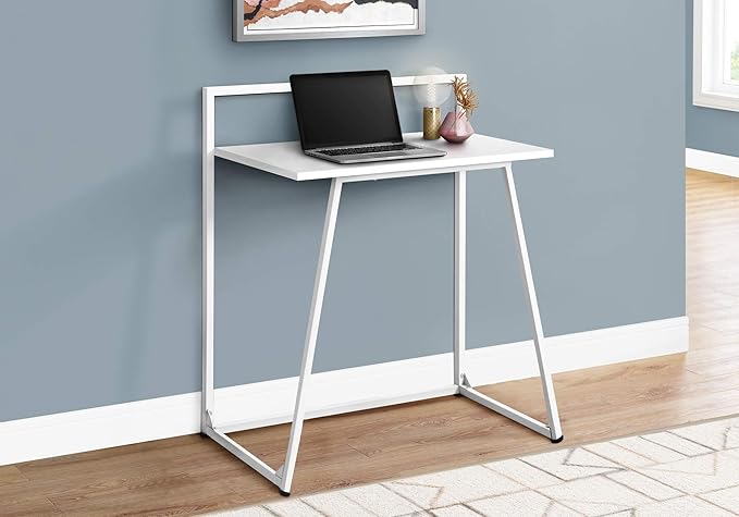 Computer Desk Home Office Laptop 30 l Work White Laminate White Metal Contemporary Modern