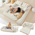 78.7 Folding Sofa Bed3-in-1 DIY Convertible Sleeper SofaTeddy Velvet Couch Bed with ArmrestFoldable Mattress with Back SupportQueen Size Floor Sofa Bed for Living Room Bedroom(Beige)