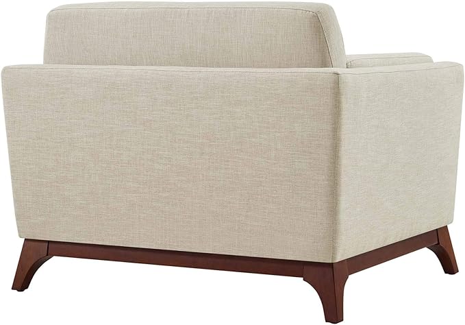 Modway Chance Mid-Century Modern Upholstered Fabric Accent Lounge Arm Chair In Beige