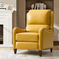 HULALA HOME Genuine Leather Recliner Chair Modern Push Back Recliner Armchair with Thick Seat Backrest &amp Footrest Nailhead Decor for Living Room Bedroom Yellow
