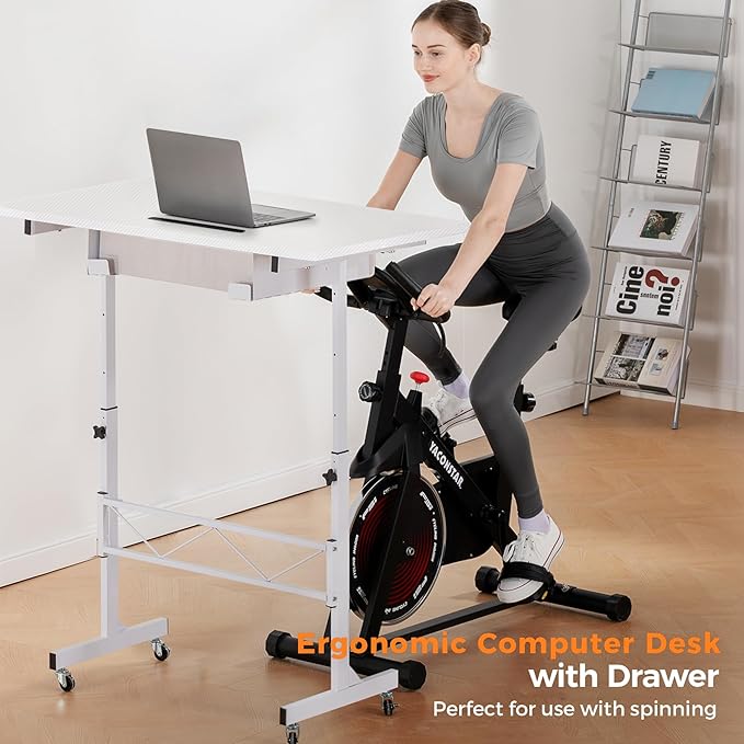 COMHOMA Small Standing Desk Adjustable Height Small Computer Desk Mobile Portable Rolling Laptop Table with Wheels 32 Computer Workstation Sit Stand Desks Portable Standing Table Treadmill desks
