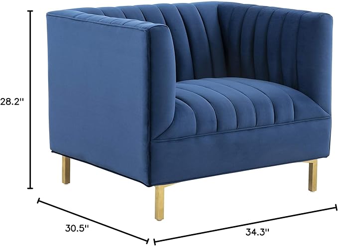 SAFAVIEH Couture Home Collection Doris Navy Velvet Upholstered Living Room Bedroom Office Club Chair SFV4763C
