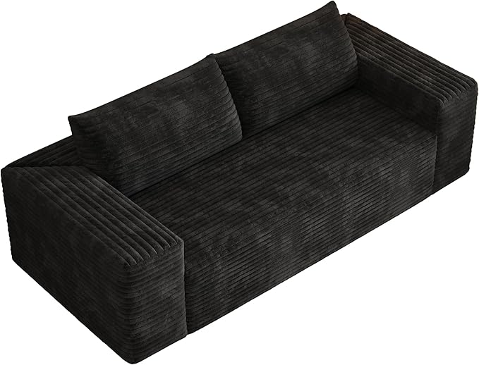 Eafurn Memory Foam Boneless Loveseat Sofa Couch 3-Seater Upholstered Sofa with Corduroy Fabric and Wider Armrest No Assembly Sofa for Living Room Bedroom &amp Apartment | Sturdiness Breathable ma