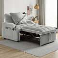 3 in 1 Convertible Sleeper Sofa Bed with Phone Holder 35'' Pull Out Sofa Bed Recliner with Adjustable Backrest Velvet Fabric Sleeper Couch Single Modern Chair for Small Space &amp RV Gray
