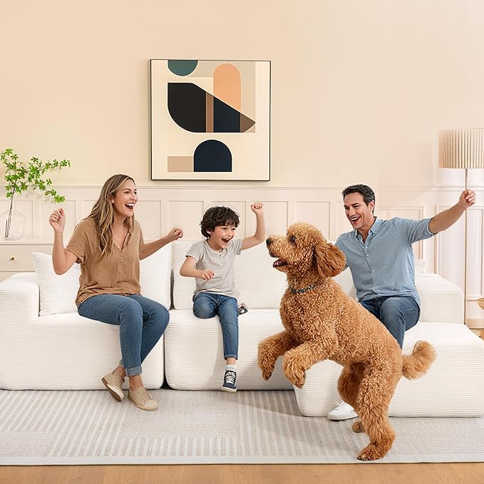 2026 New 108 Cloud Sectional Couch Modular Sectional Sofa with Deep Seat Modular Sofa Couch with L-Shaped Chaise Modern Couches for Living Room No Assembly Required (Beige with Ottoman)
