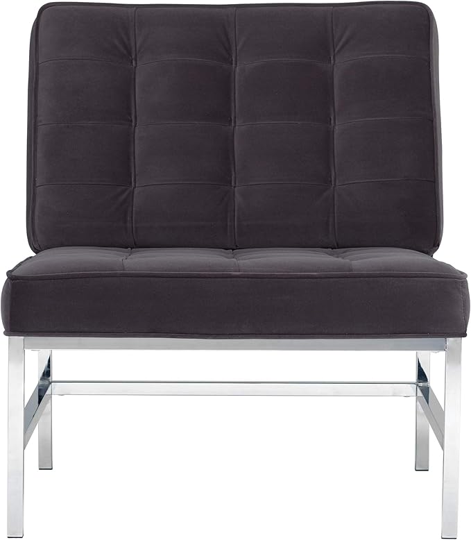 Studio Designs Home Modern Ashlar Velvet Accent Chair Lounge Chair for Living Room Bedroom or Office Polyester Fabric in Mink Brown Chrome