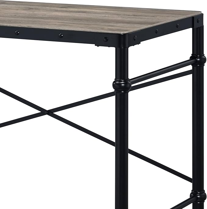 Rustic Oak &amp Black Writing Desk - Industrial Home Office Computer Desk
