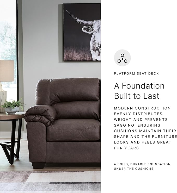 Signature Design by Ashley WalkerPoint Contemporary Loveseat with Removable Cushion Dark Brown