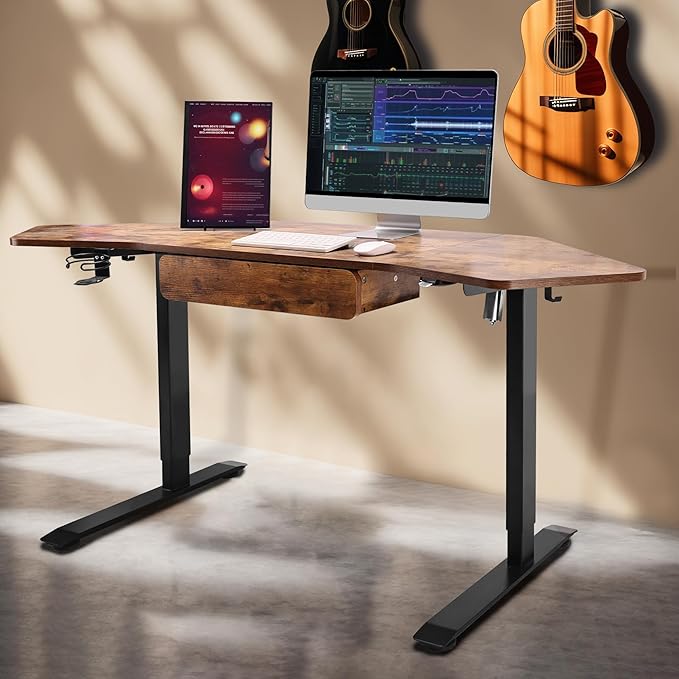 Fromann 71Inch Height Adjustable Standing Sit Stand Up Desk L Shaped Corner Desk with LED Handset Electric Ergonomic Desk