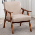 Mid Century Modern Accent Chair Upholstered Armchair Comfy with Wood Legs Siting Chair with Soft Cushion PU Leather Side Chairs for Living Room Bedroom Office (Microfiber Light Camel)