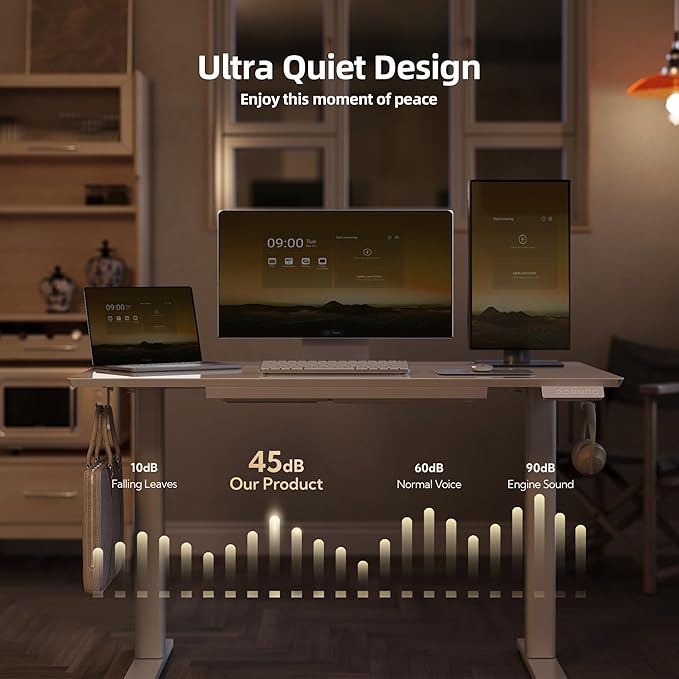 Claiks Glass Standing Desk with Drawers 40×24 Inch Adjustable Stand Up Desk Quick Install Home Office Computer Desk White