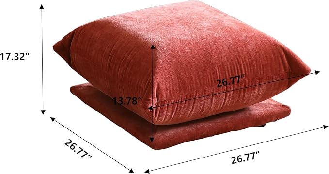 Ottoman Chenille Sofa Mid Century Modern Couches for Living Room (26.77 in/Red/Only Ottoman)