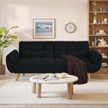 Convertible Futon Couch Bed Sleeper Sofa Bed with Adjustable Backrests Linen Loveseat Sofa 3 Seater Comfy Couch for Small Spaces Living Room Bedroom(Black 75)