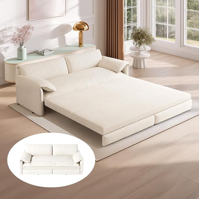 66 Queen Pull Out Sofa Bed 3-in-1 Convertible Sleeper Sofa Velvet Small Loveseat for Small Spaces with Side Storage Multi-Functional Couches for Living Room Apartment and Office
