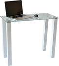 RTA Home and Office Utility Desk or Utility Stand with Frosted Tempered Glass Gloss White