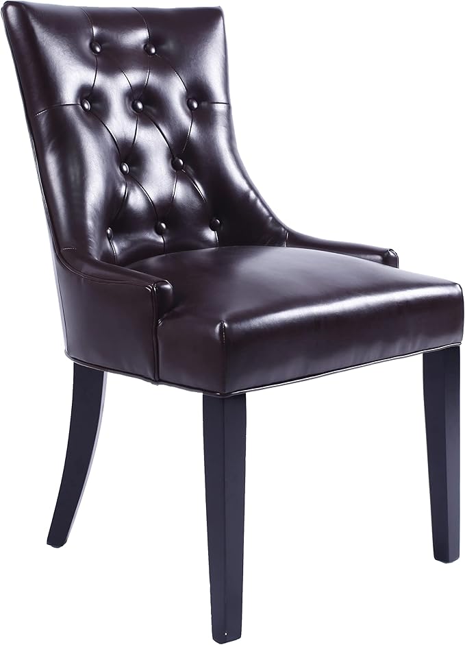Dark Brown Bounded Leather Dinng Chair Living Room Chair2 pcs Set