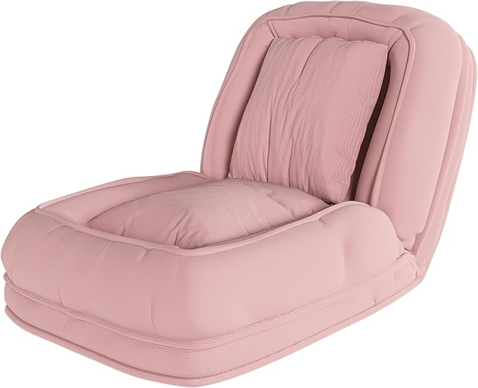 71 Upholstered Human Dog Bed for Adults &amp Pets 5 Adjustable Foldable Lazy Sofa Bed with 2 Soft Pillows for Bedroom Living Room Reading Corner Pink