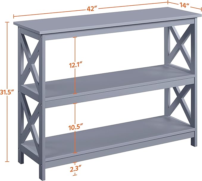 Yaheetech Television Stands &amp Entertainment Centers with 3 Tier Storage Shelf TV Stand for Living Room Gray