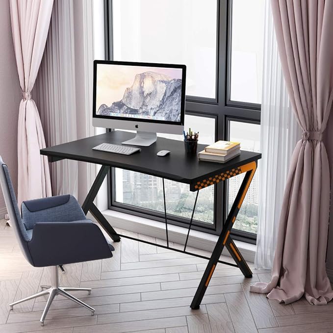 LDAILY Moccha Computer Gaming Desk Computer Desk Workstation Gaming Table for Home Office Black