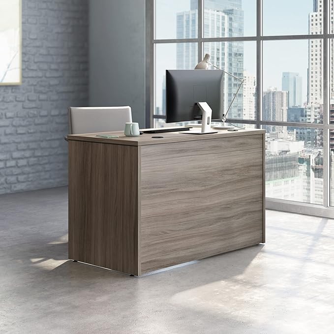 OfficeWorks by Sauder Affirm 48x24 Desk Shell/cred/Return Hudson Elm Finish