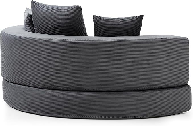 67 Round Convertible Folding Sofa Bed Boneless Couch Loveseat Floor Sleeper Chaise Lounge for Living Room Apartment Dorm Small Spaces Gray