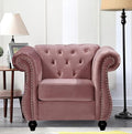 Feinstein Modern Velvet Chesterfield Couches for Living Room with Nailheads Diamond Tufting &amp Durable Metal Frame Chair Rose