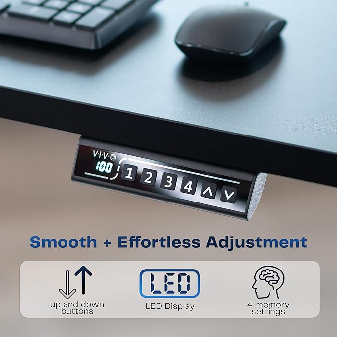 VIVO Electric 60 x 30 in Standing Desk Memory Height Adjustment 1B Series Holds 220 lbs Dark Walnut Top Black Frame DESK-KIT-1B6D-30