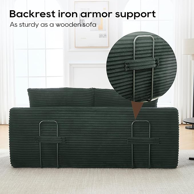 70.87 W Memory Foam Cloud Loveseat Sofa 2 in 1 Convertible Folding Couch Bed No Assembly Compressed Corduroy Floor Lounge Sofa for Apartment Office Bedroom Living Room Small Spaces
