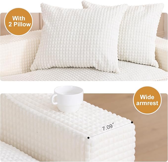 Loveseat Oversized Folding Sofa Bed Convertible Sleeper Chair Bed with Pillows &amp Wide Armrest Comfortable Floor Couch for Living Room &amp Bedroom(White) | Foldable