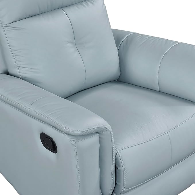 Lexicon Swivel Glider Recliner Chair Comfy Nursery Glider Top Grain Leather Match Recliner Manual Reclining Chair for Living Room/Office/Apartment Blue