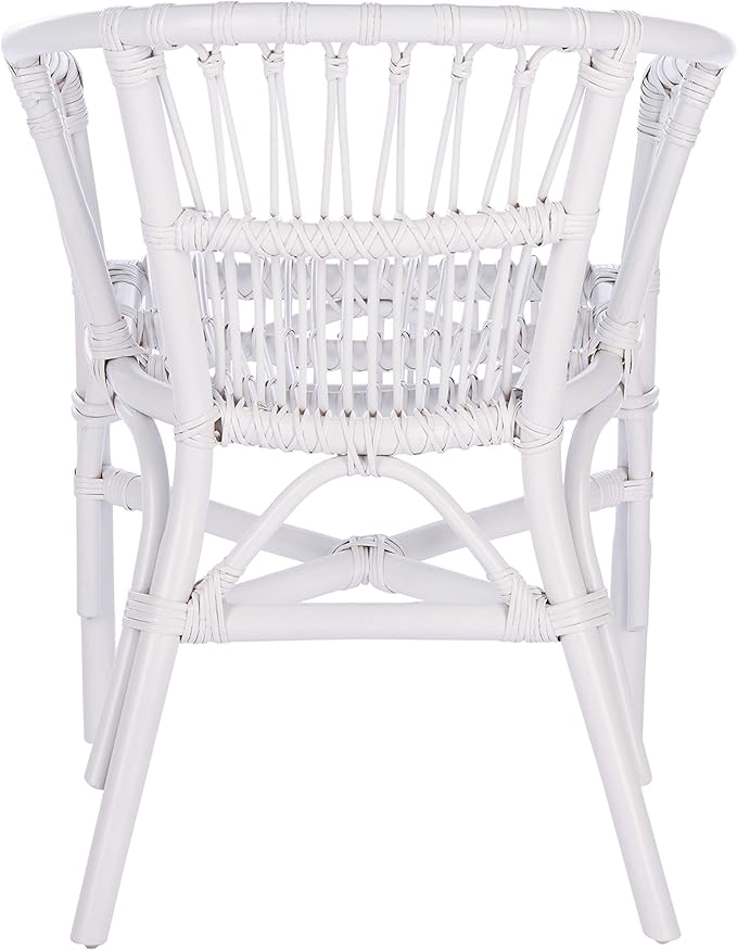 Safavieh Home Adriana Coastal White Rattan (Set of 2) Accent Chair (ACH6505B-SET2)