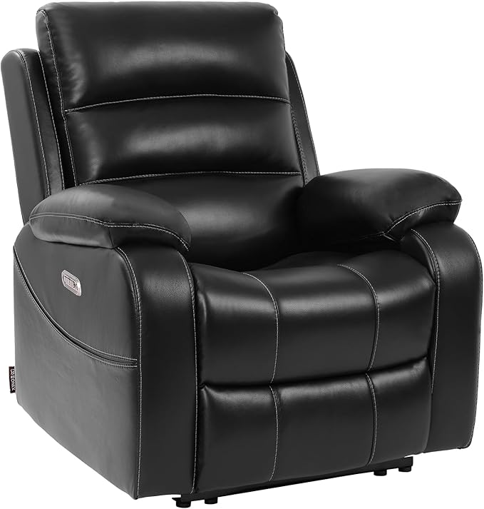 EONIX Real Zero Wall Hugger Recliners Dual Motor Zero Clearance Power Recliners for Small Spaces RV Recliner Chair for Living Room with Heat and Massage SXXY003992 Black