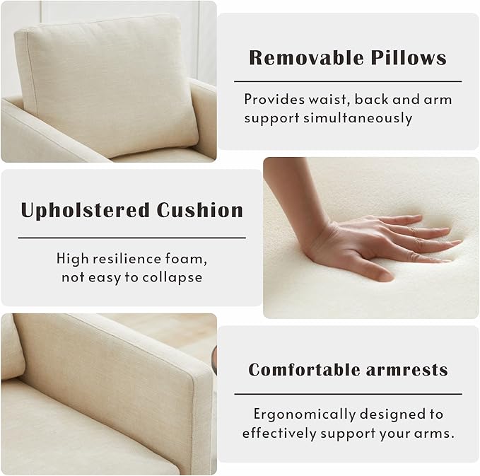 Mlmh &amp Kngwa 30.7 Swivel Accent Chair Set of 2 for Living Room Mid Century Modern Armchair Reading Chairs for BedroomChenilleBeige