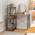 POWERSTONE 40 Computer Desk with 4-Tier Storage Shelves Home Office Corner Desk Writing Study Workstation Table for Small Space Natural
