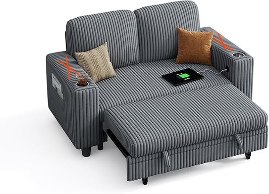 LINSY HOME Pull Out Sofa Without Armrests (Grey)